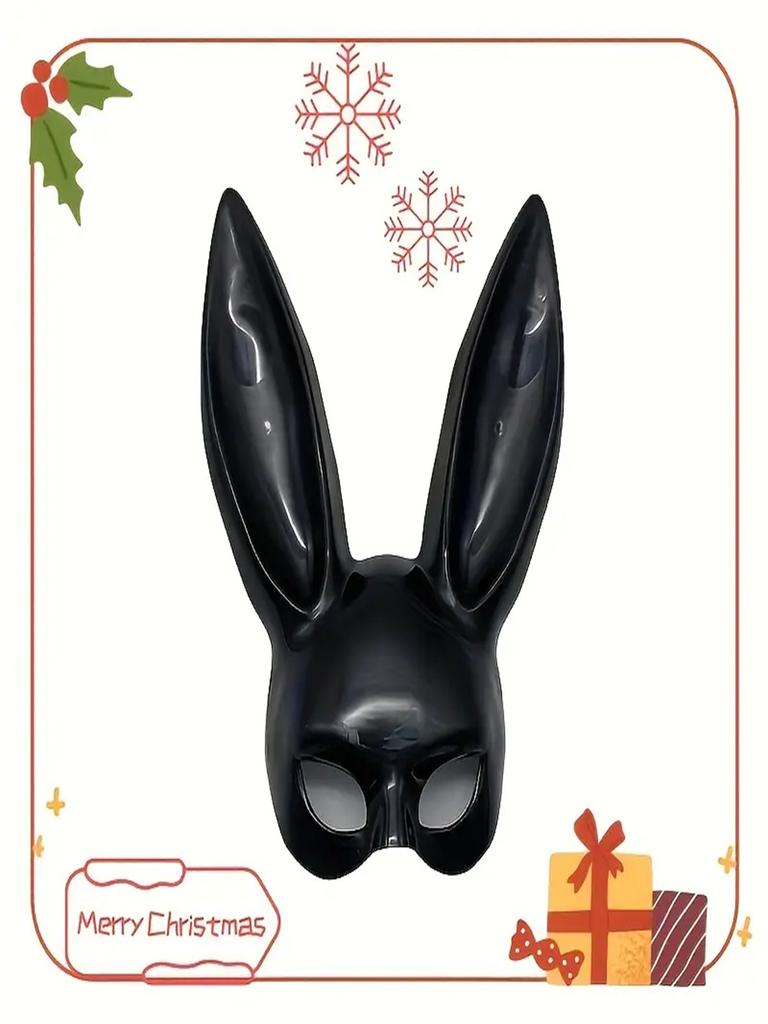 1Pc Rabbit Glossy Mask Black and White Nightclub Masquerade Halloween Party Dress Up Mask