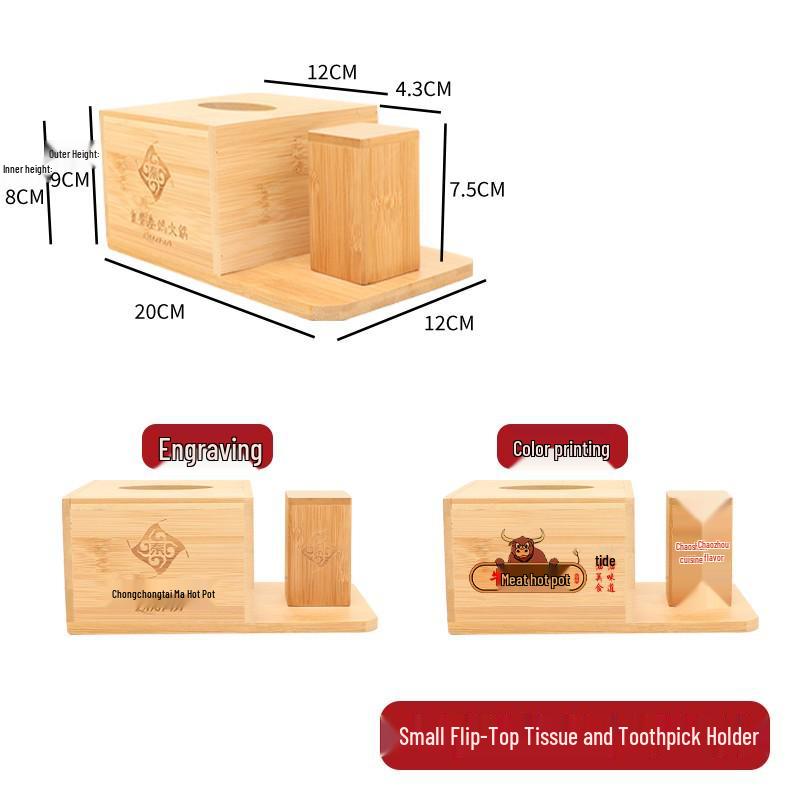 Custom Printed Wooden Napkin and Tissue Box for Restaurants and Hotels