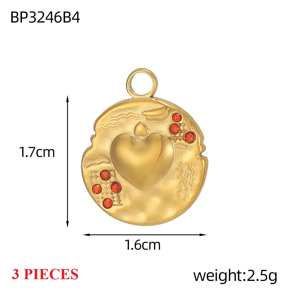 3PCS/LOT CARLIDANA Waterproof Non Tarnish Charms, Heart Round Colorful Zircon Pendants High Quality for Necklace Jewelry Making