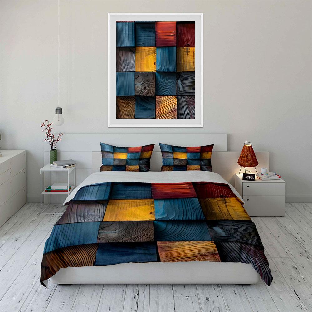 Colorful Abstract Wooden Pattern Bedding Duvet Cover Set Duvet Cover Pillowcases (1 * Duvet Cover 2 * Pillowcases, without duvet insert)