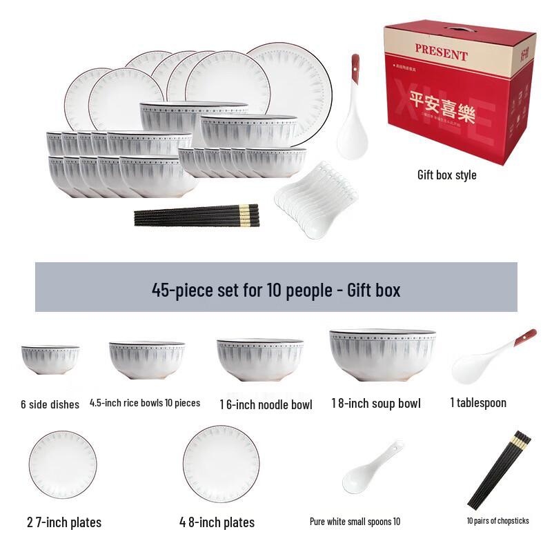 45-Piece Ceramic Dinnerware Set