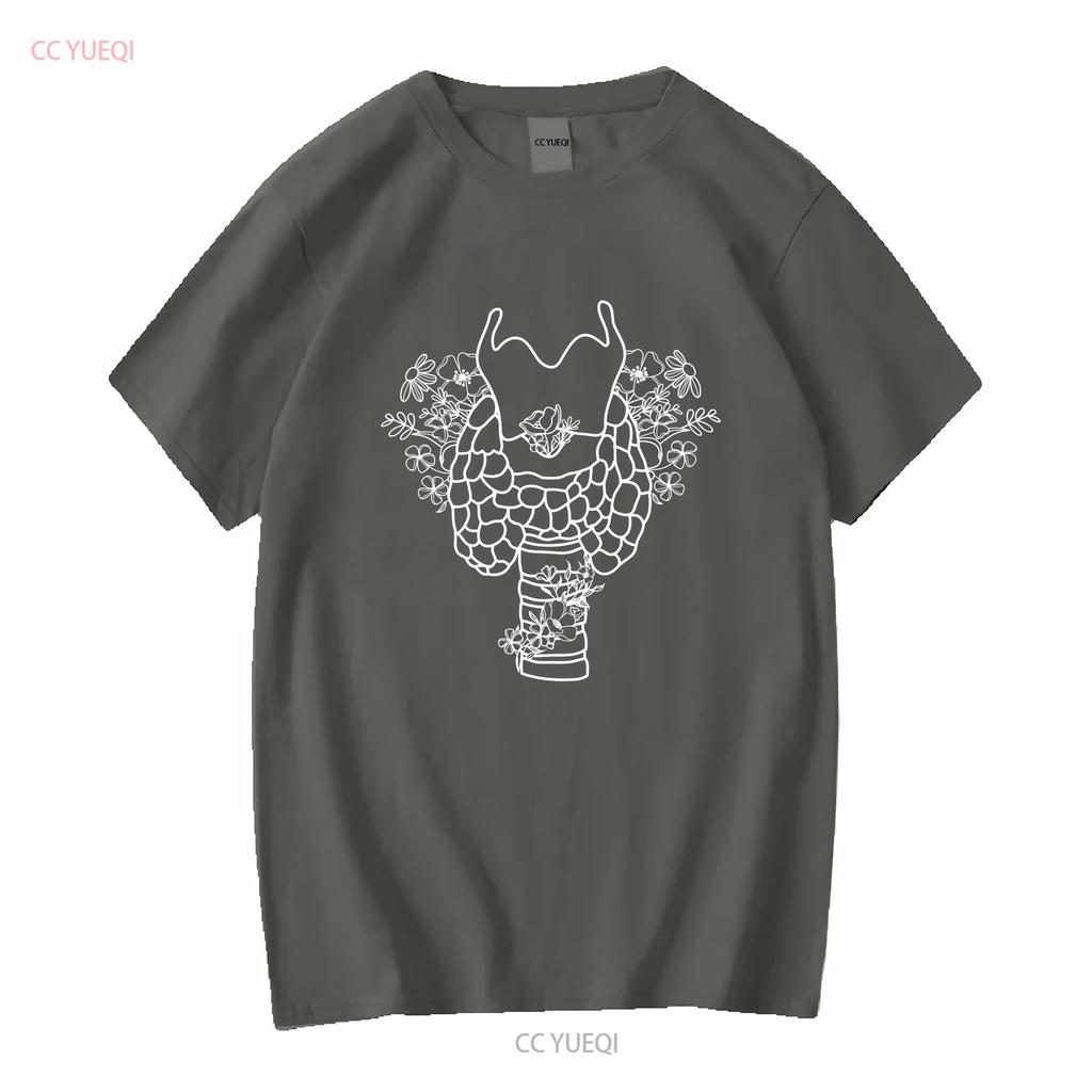 Thyroid T Shirt Floral Anatomy Hypothyroidism Graves Disease Cancer Hyperthyroidism Endocrinology long or short sleeves