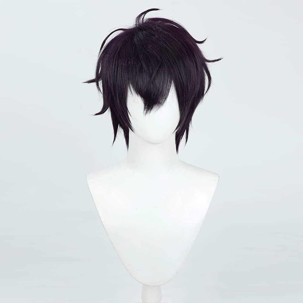 Ittetsu Saeki Cosplay Wig, Dark Purple, Heat-Resistant, Perfect for Costumes, Halloween, Events, and Photoshoots