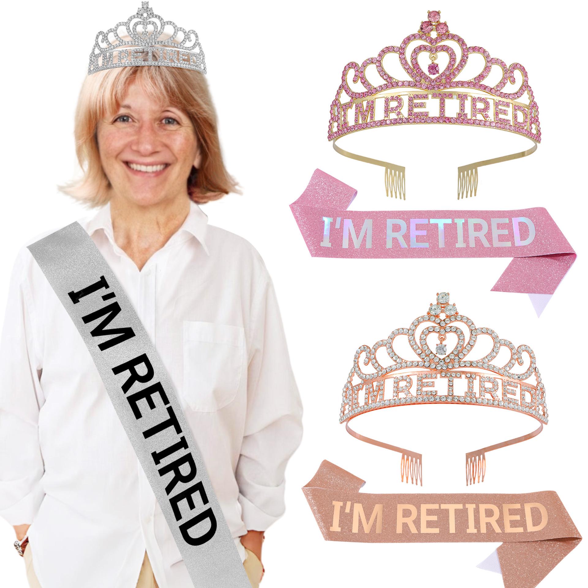 

Retirement Party Glitter Crown & Sash Set for Grandma s Birthday One Size