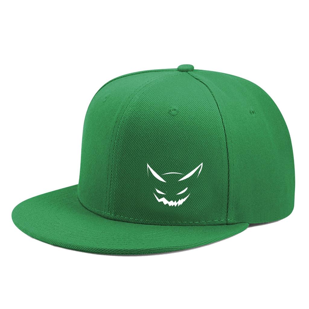 Cute expression printed flat brim baseball cap for men and women, outdoor sports event casual cap, hip-hop street