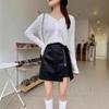 High Waist Korean Style PU Leather A-line Skirt - Autumn/Winter Short Hip Wrap