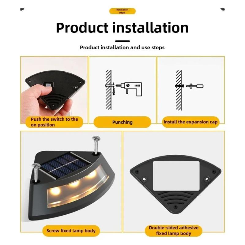 8Pcs Solar Step Lamp Outdoor Waterproof Wireless Garden Stair Lighting for Patio Walkway Deck Steps Garden Decorative Lights