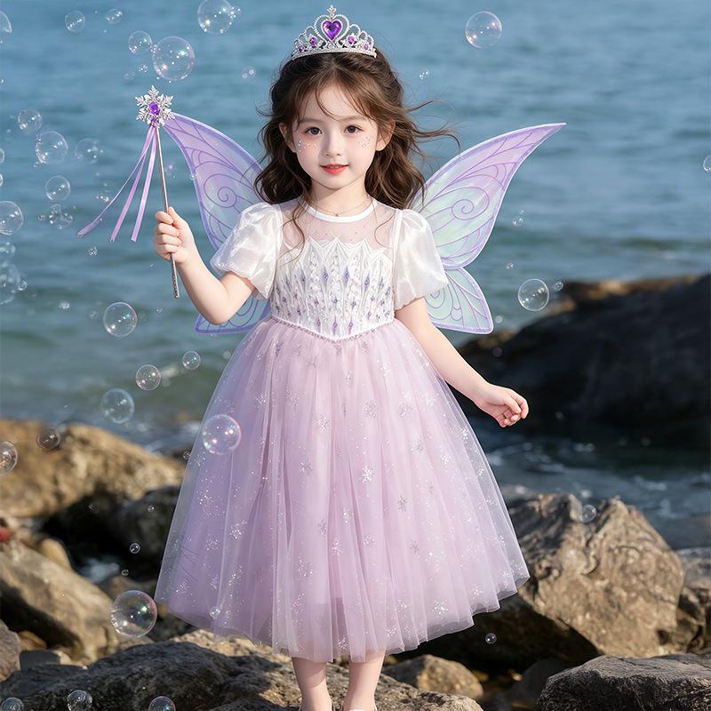 Girls' 2026 Summer Sweet Elsa Princess Mesh Dress - Stylish Formal Skirt for Little Girls