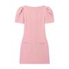 European American Style Women's Fashion Pleated Pocket Short Dress
