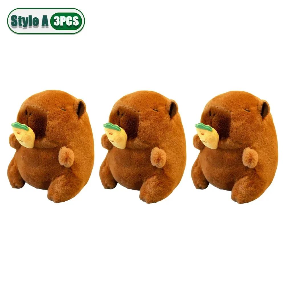 1-20PCS Cute Cartoon Capybara Pendant  Pull-out Fruit Kapybara Plush Keychain Cute Plush Doll Bag Hanging Ornament  Gift Pendant