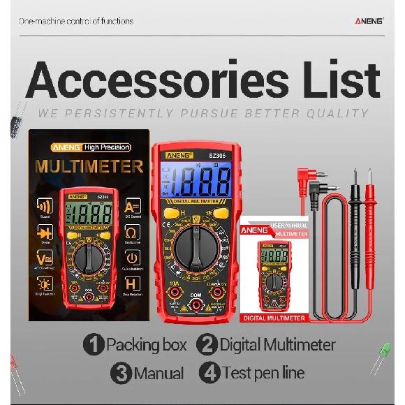 ANENG SZ306 Digital Multimeter 1999 Counts AC DC Voltage Current Resistance Tester With Buzzer Electrician Repair Tool