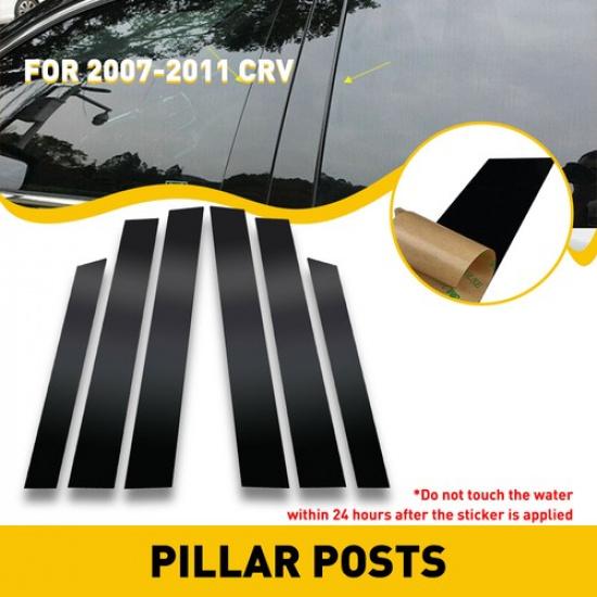 Black Pillar Posts For 2007-11 Honda CRV Door Trim Cover Kit Car Accessories EKK
