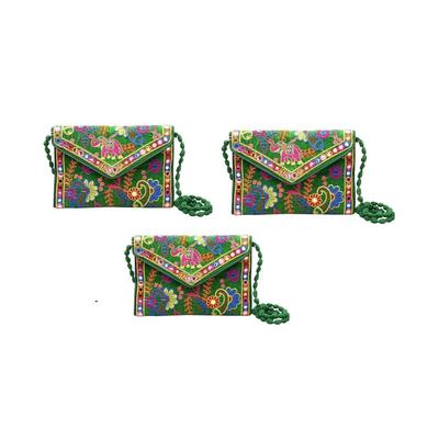 Clutch Bags  Handmade Embroidery Mirror Work Stylish Sling Bags for Women Cross Body Bags for Ladies and Girls - 22X16 Cm
