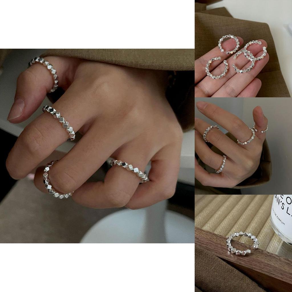 Stylish S925 Silver Ring With Geometric Shapes Perfect For Gifts And Special Events