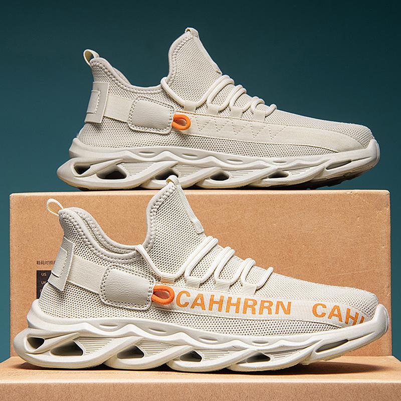 

2025 Новая летняя мужская мода Спортивная обувь Сетчатая дышащая Мужская обувь для медленного бега Мужские удобные уличные кроссовки Повседневная обувь 39 бежевый