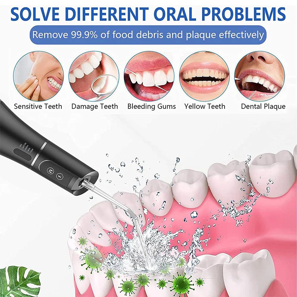 Oral Irrigator Portable Water Flosser Rechargeable 5 Modes IPX7 400ML Dental Water Jet for Cleaning Teeth