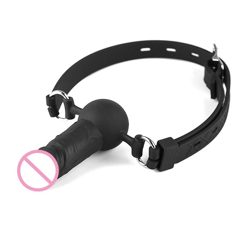 Adult Erotic Bondage Toys: Silicone Gag & Dildo Set for Men and Women