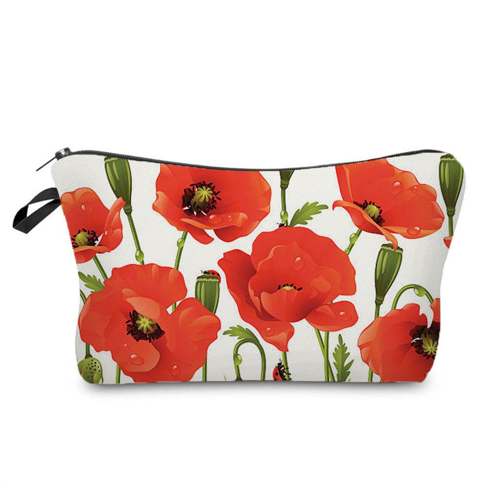 Women Flower Print Cosmetic Bag Toiletries Organize Travel Storage Case 6388