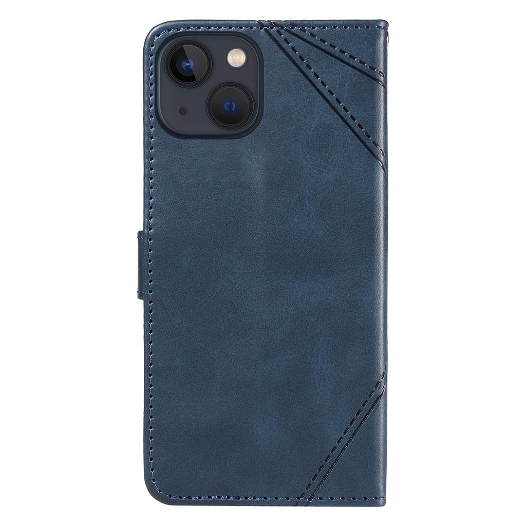 For iPhone 14 Case Wallet Geometric PU Leather Phone Cover Calf Texture