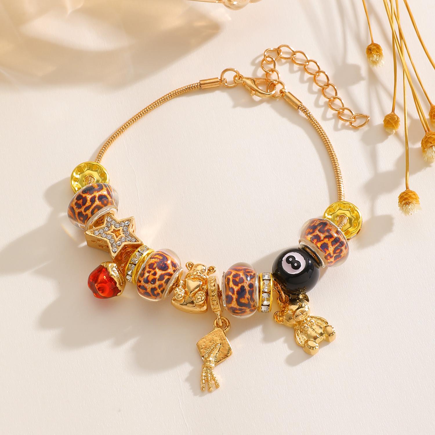 

Leopard Star Bear Retro Beaded Bracelet – High-End Versatile Accessory for Women