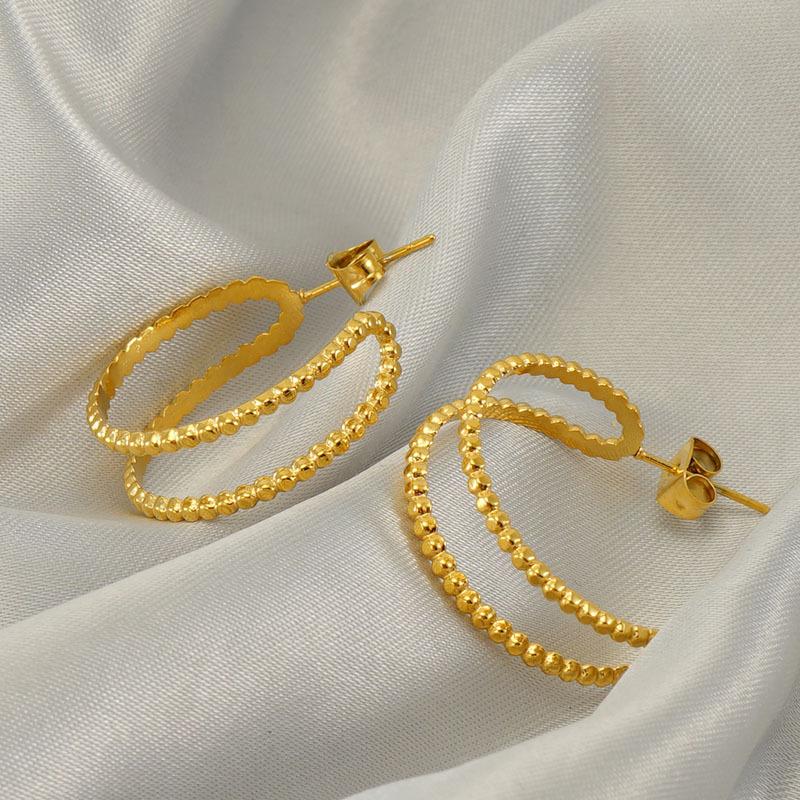 New personality stainless steel geometric hollow earrings design sense niche versatile earrings women