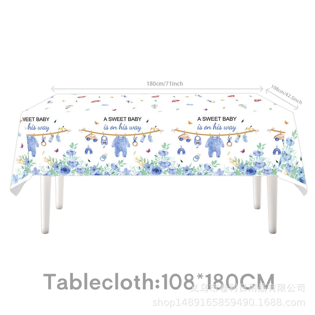 Blaues Taufthema Partyzubehör Babyparty Dekoration Partygeschirr Banner Tissue Arrangement Zubehör