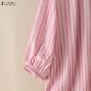 ZANZEA Women Commute Casual V-Neck Stripe Print Loose 3/4 Sleeve Blouse