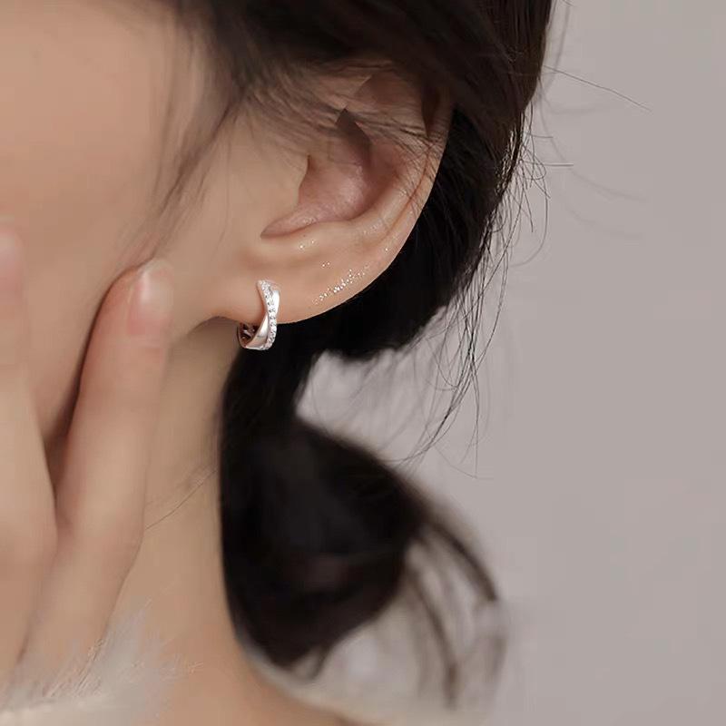 Cross Zircon Earrings High-end Simple Personality Temperament Ears Captive Earrings Ear Jewelry