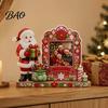 Portafoto Tradizionale Festivo Cornice in Legno 2D di Natale, Pupazzo di Neve Dipinto Babbo Natale Foto Natale Inverno Ornamento per la Casa Decorazione da Tavolo Ornamento Ricordo,