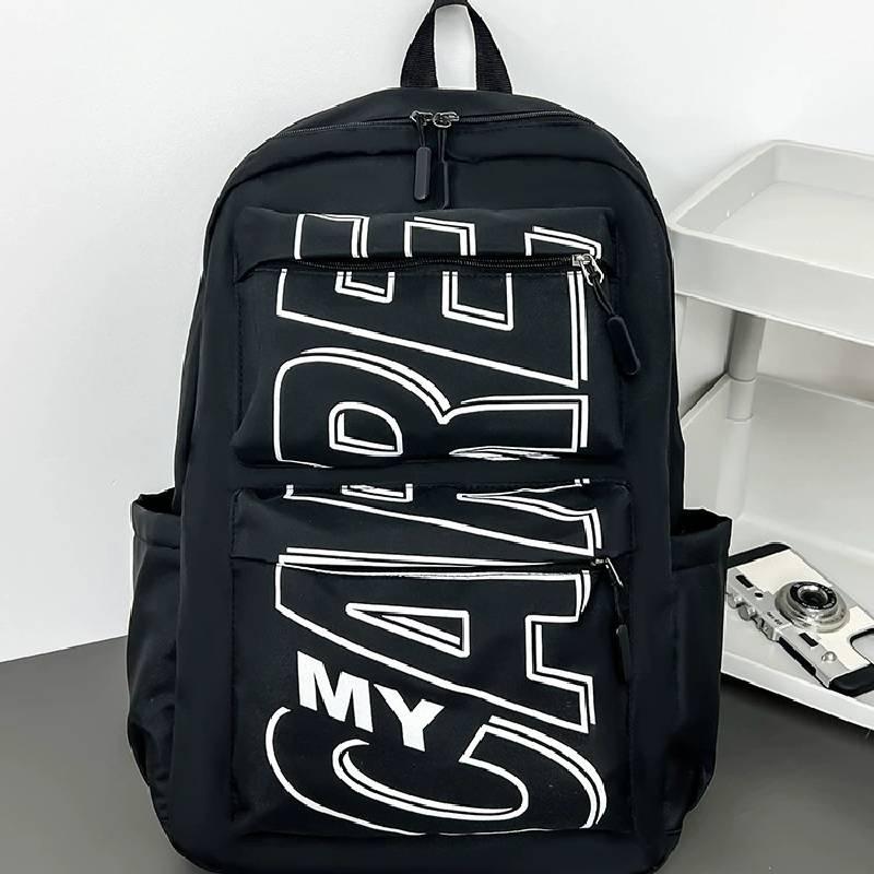 Pattern Letter Simplified Large Capacity Student Backpack For School Outdoor And