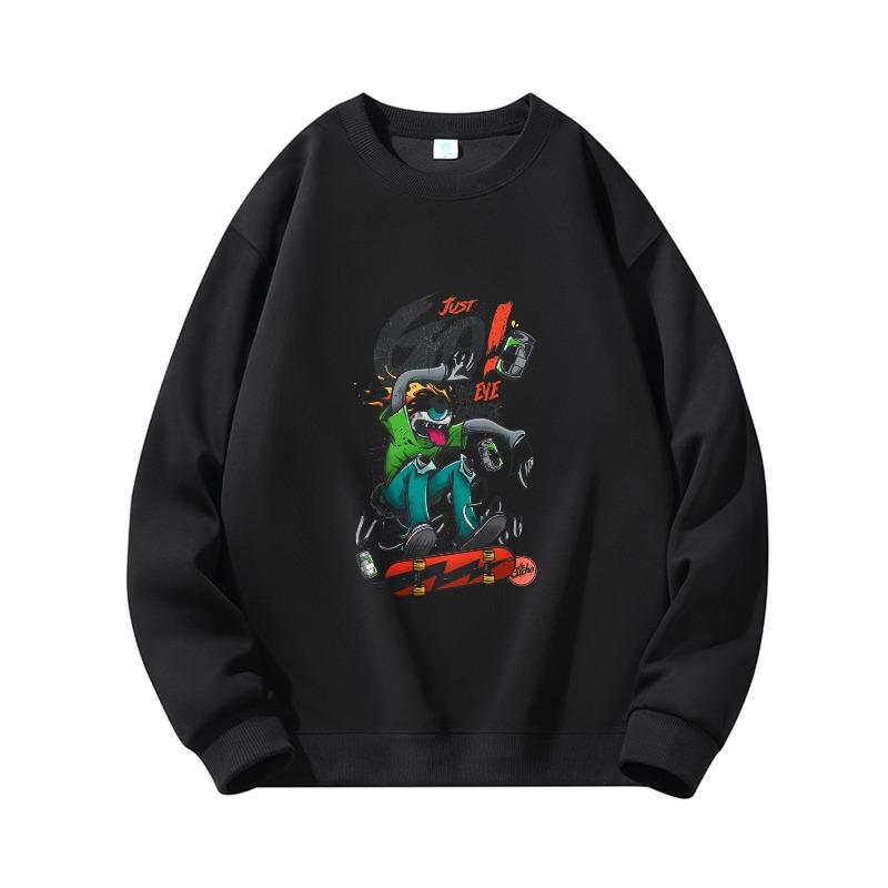 Men's Crew Neck Printed Sweatshirt, Spring/Autumn Loose Fit Casual Pullover, Trendy and Versatile Top for Men