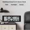 Battery Powered Large Digital Alarm Clock with Backlight Temperature Humidity Date Snooze Table Clock Dual Alarm12/24H LCD Clock