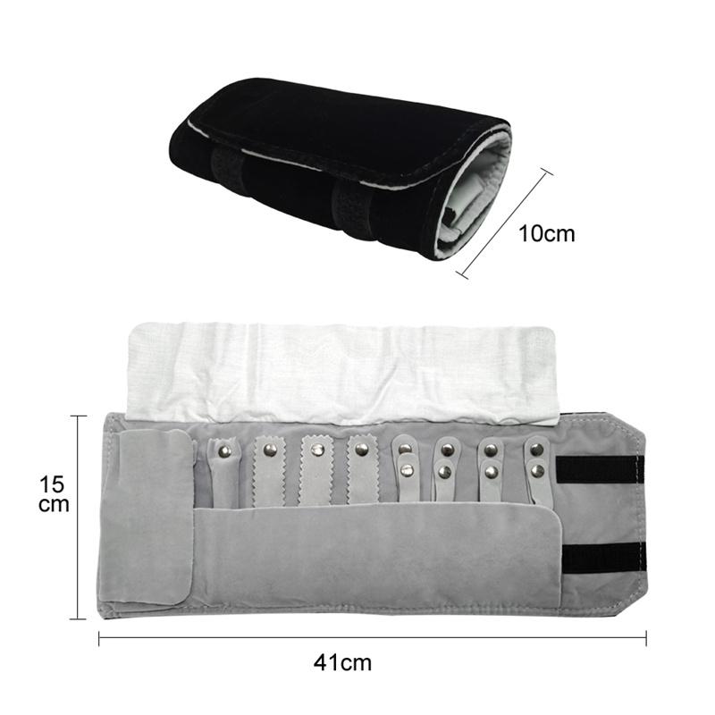 Black PU Leather Inner Black or Grey Velvet Jewelry Storage Bag MiNi Roll Bag Necklace Ring Earrings Pendant Storage Roll Bag