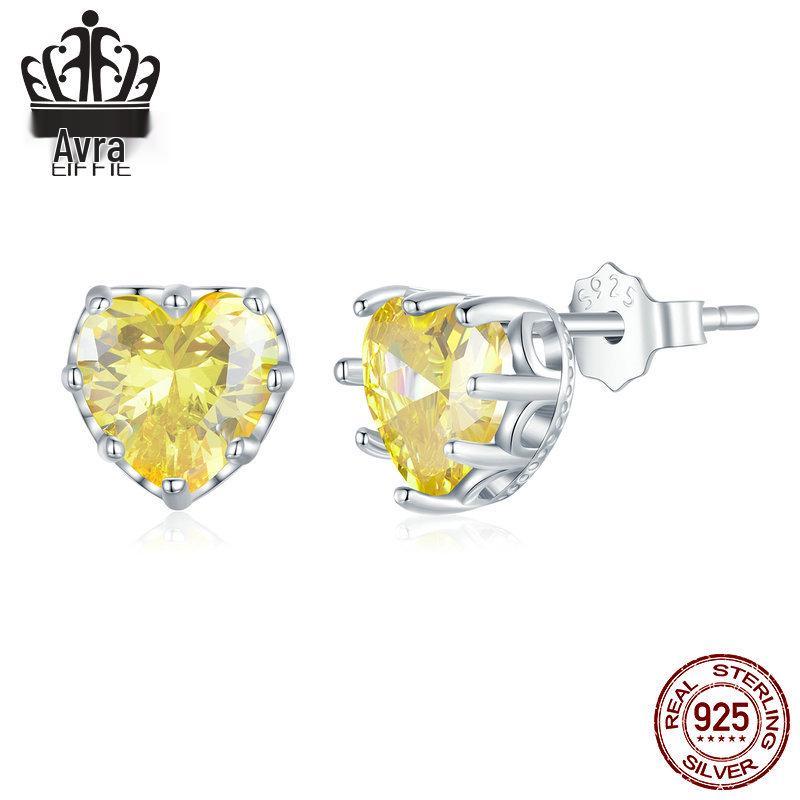 

Avle Серьги из стерлингового серебра S925 в форме сердца с цирконом, камень декабря, с платиновым покрытием Sterling Silver 925