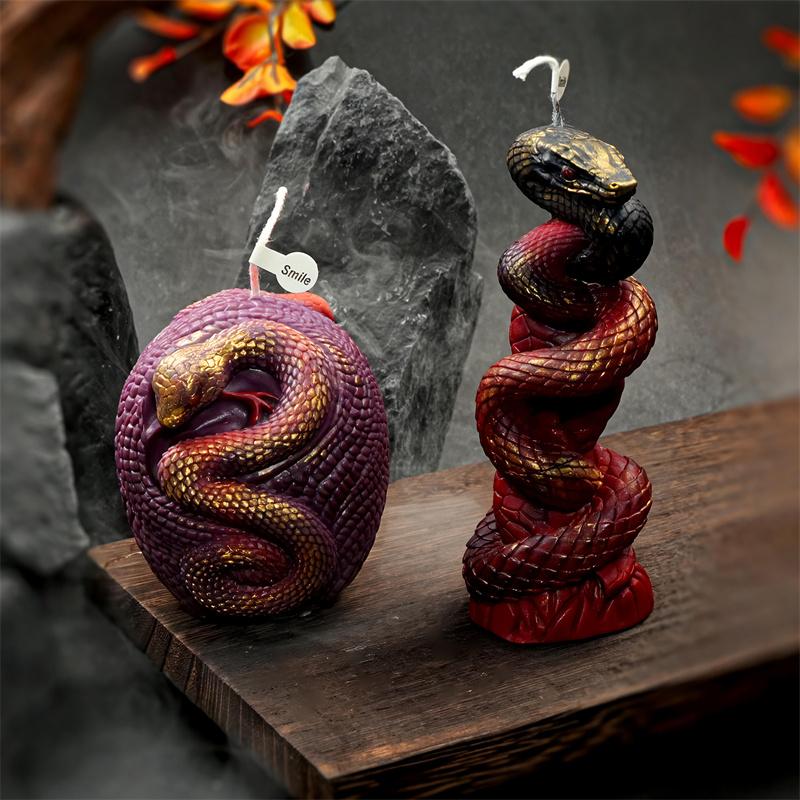 Kerzenständer Silikonform in Schlangenform DIY Schlange gewundenes Relief Schlangenei Rosensäulen-Designs Kerzen Gips Heimdeko