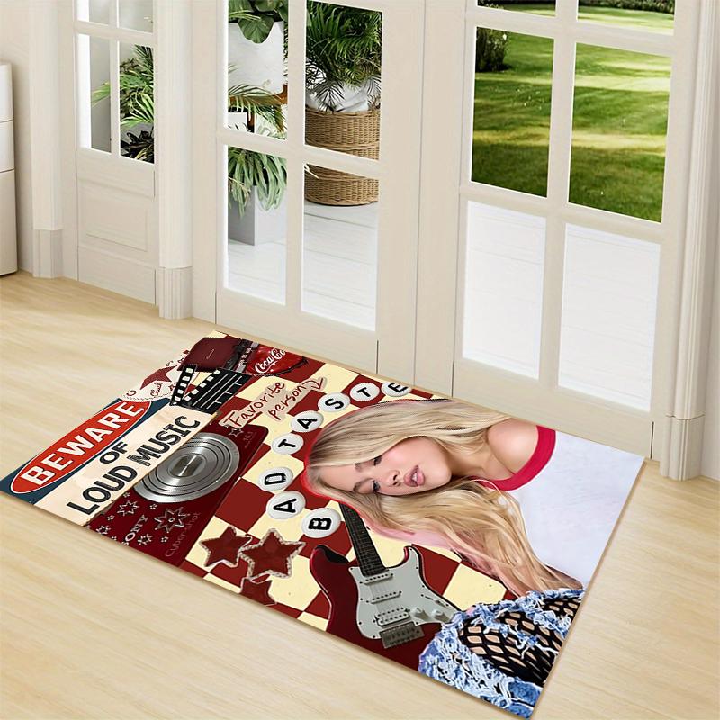 Music Collage Carpet Rug Soft Washable Antislip Home Living Room Sofa Mats Personalized Christmas Rug