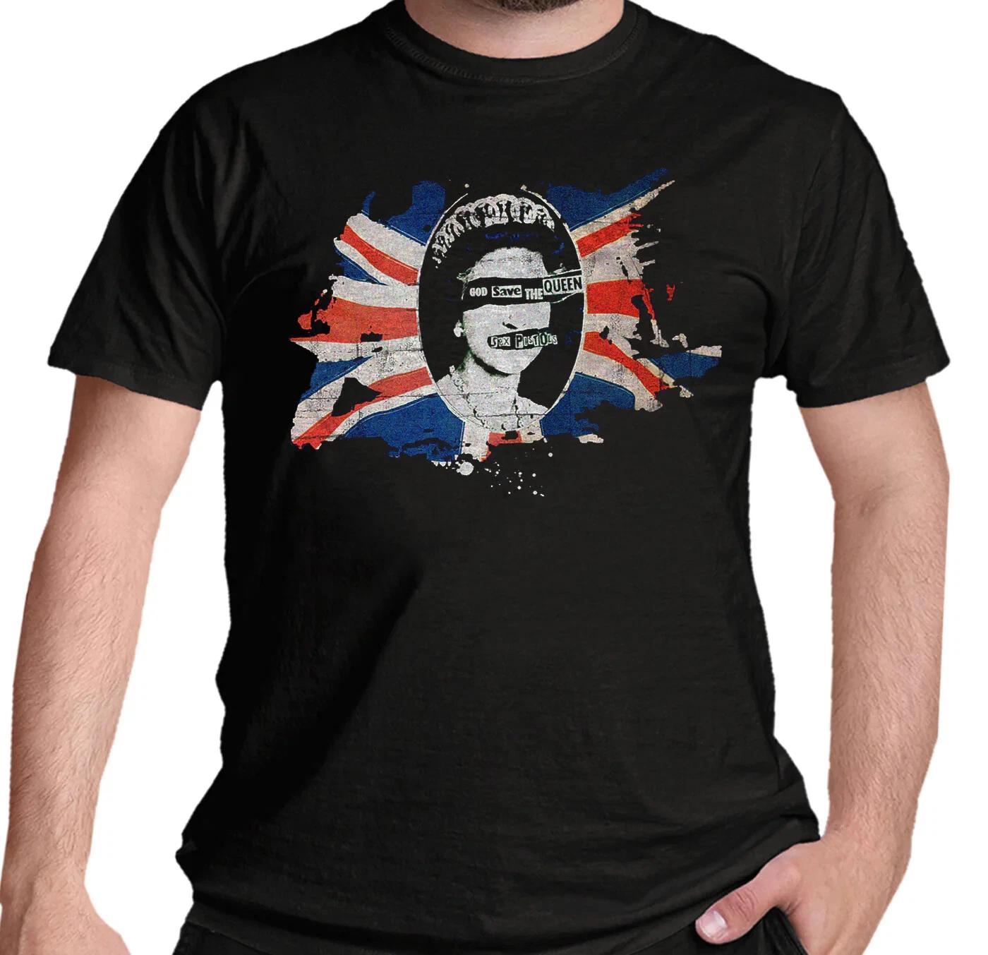 Official Sex Pistols T Shirt God Save The Queen Flag Union Jack Punk Anarchy New XL