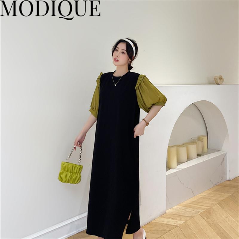MODIQUE Summer Plus Size New Dress Shirt Women Loose Streetwear Cotton Linen Sweet  Dress - Casual Female Dresses O-Neck Lantern Sleeve