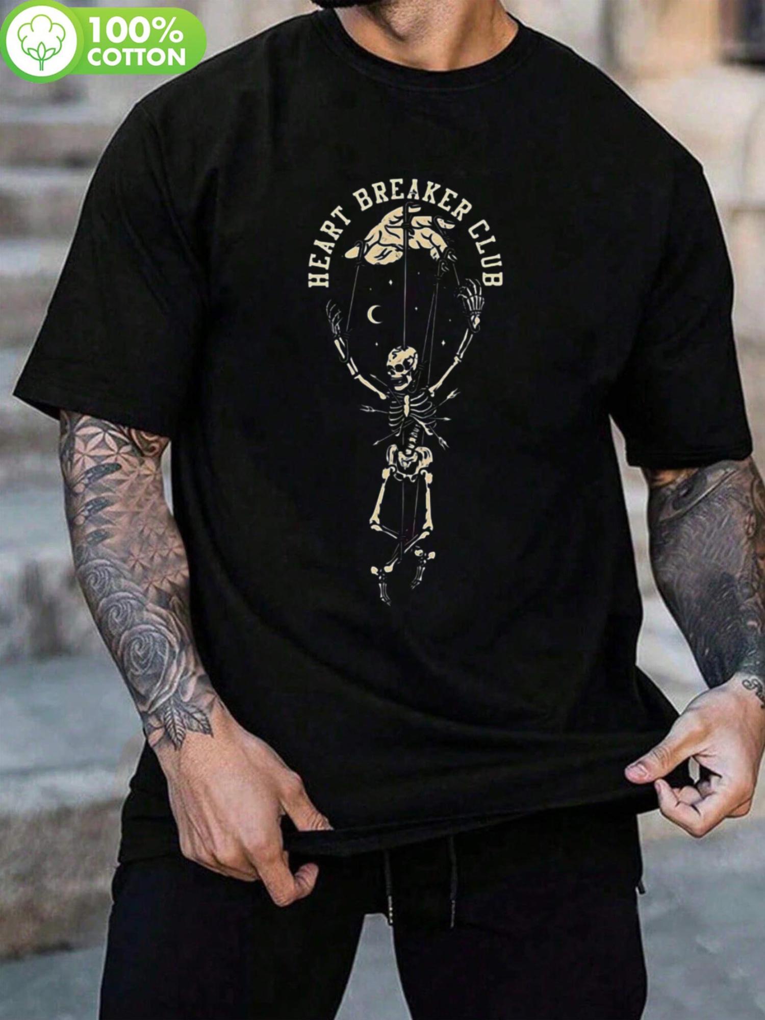 Black Skeleton Graphic T-shirt -  Release Yourself Letter Print  Design S