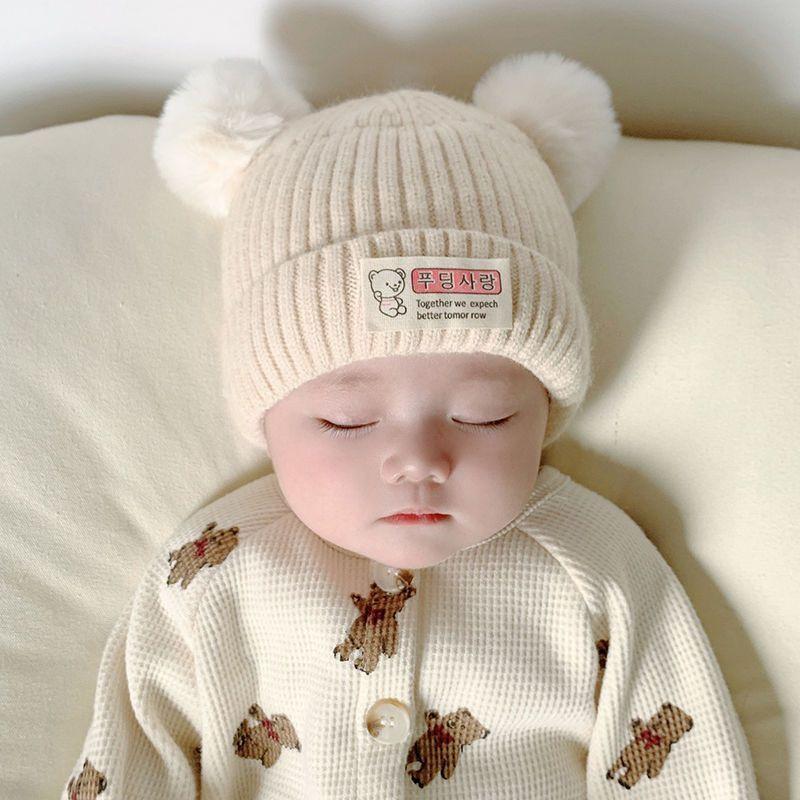 Baby-Strickmütze für Neugeborene - Warme Winter-Babymütze für Jungen Mädchen Weiche Dehnbare Beanie 0-12 Monate Niedlich