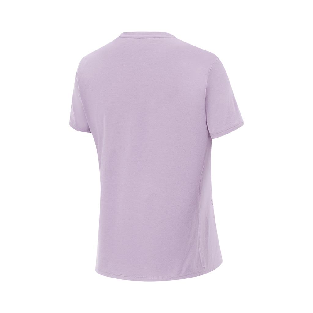 Li-Ning Comfortable Casual Simple Quick-Dry Letter Round Neck Pullover Short Sleeve T-Shirt Women T-Shirts Twilight-Purple ATSV140-4