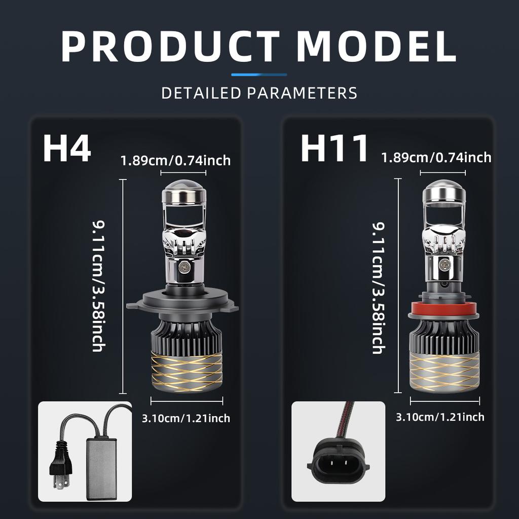 H4 H11 LED Headlight 30W Canbus Fog Light 12V Hi/Lo Beam Light Super Bright Daytime Running Light 6000K A80 Lens Car Accessories