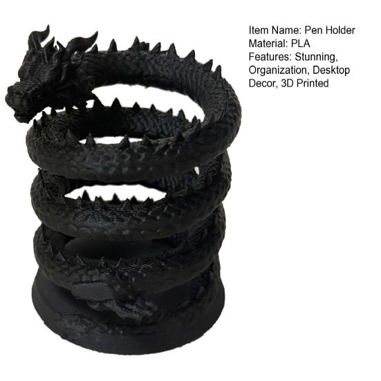 Student Desk Accessory 3D Printed Dragon Pen Holder, Mystical Fantasy Pencil Gift for Teachers Cup, Desktop Makeup Brush Holder Home, Office Creative