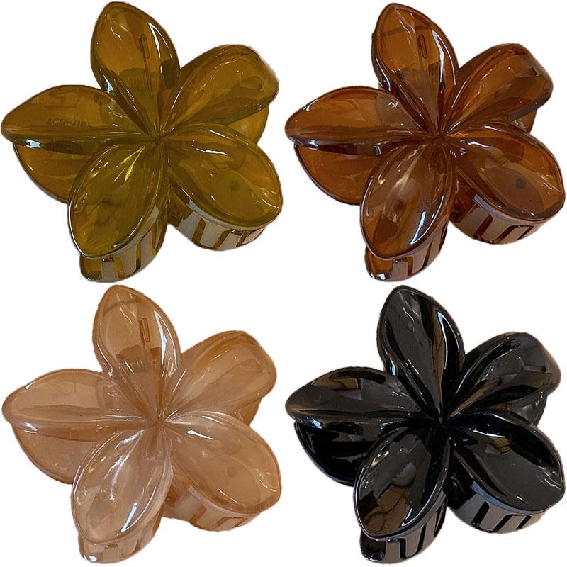 Multiple 8cm Solid Color Plumeria Hair Claws for Women Fashionable Shark Clip Hair Accessories