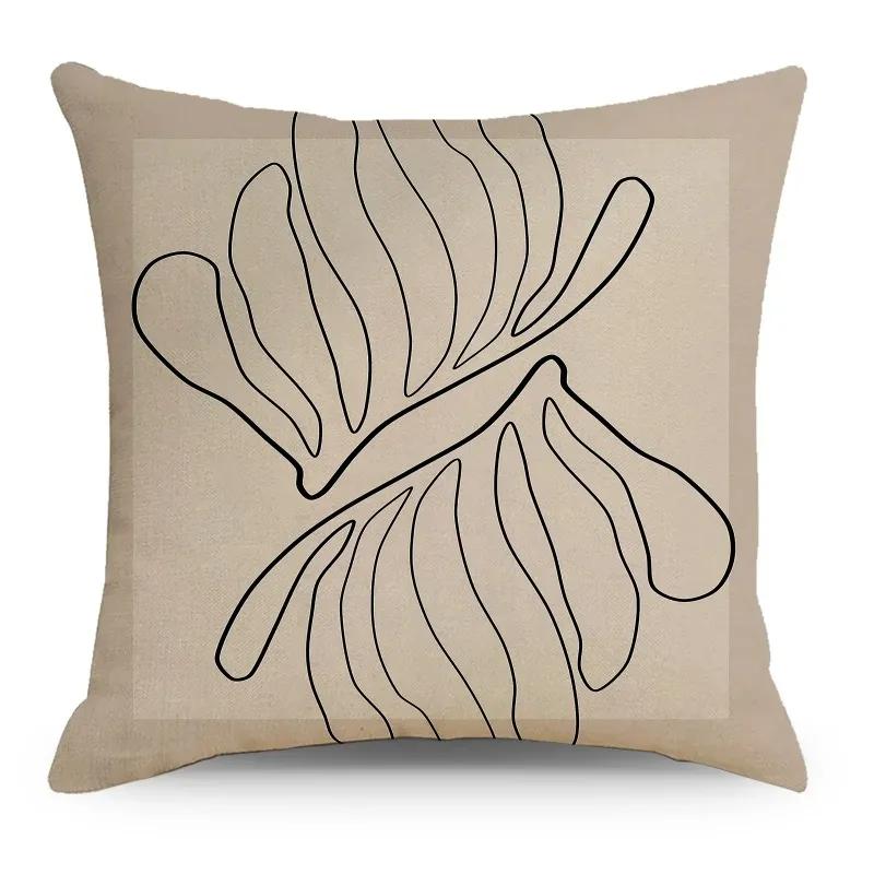 2024 Nordic Abstract Linen Pillowcase Simple Black and White INS for Home Sofa Bedside Car Pillowcase