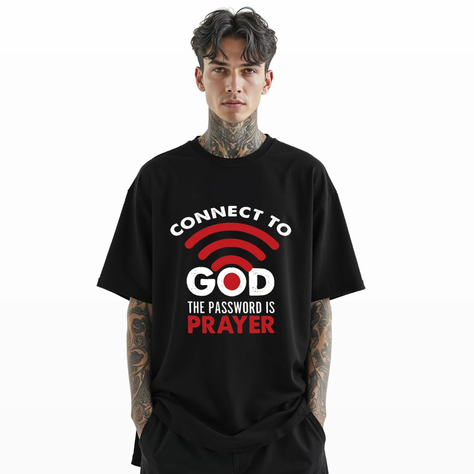 Connect to God Prayer T-Shirt – Christian Faith WiFi Signal Religious GraphicA95 Unisex T-Shirt S