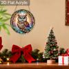 Acrylic Mystical Forest Owl Stained Glass Style Suncatcher, 2D Flat Acrylic Window Hanging Ornament for Fantasy & Nature Lover Gifts