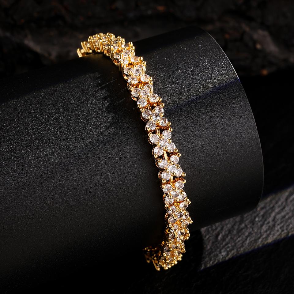 ZAKOL Simple Personalized Petal Shape Copper Micro-set Zircon Women's Bracelet Temperament Elegant Party Jewelry Gift Female