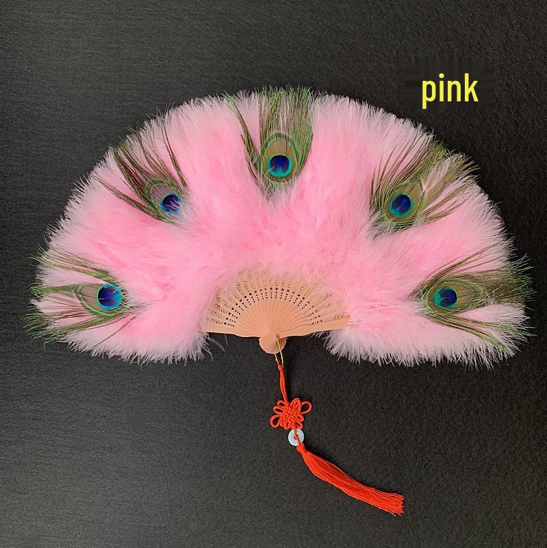 Peacock Feather Fan: Live Stream Cheongsam Fashion Show Accessory