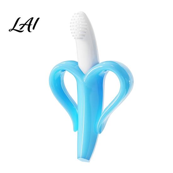 Baby Grasping Toys Banana Silicone Teether Toothbrush Chew Toy with Raised Particles Food-Grade Gum Massaging Teethers BPA-Free Oral Care